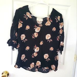 French Grey Floral Blouse